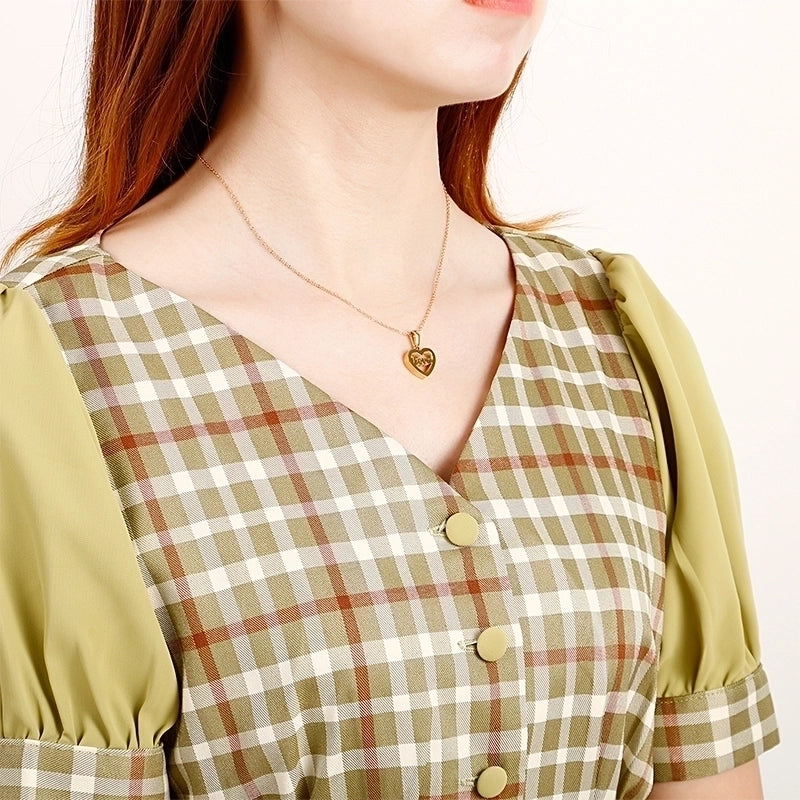 Romantic Letter Heart Shape Titanium Steel Plating Rose Gold Plated Gold Plated Pendant Necklace