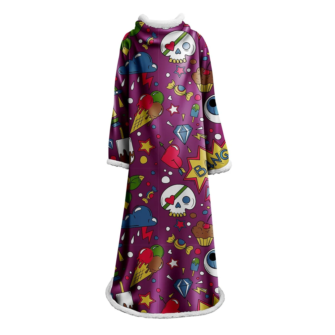 Blanket With Sleeves 3D Printed Terror Cat Microfiber Warm Sherpa Fleece Sofa Blanket Outdoor Plush Coral Manta Drop Shipping