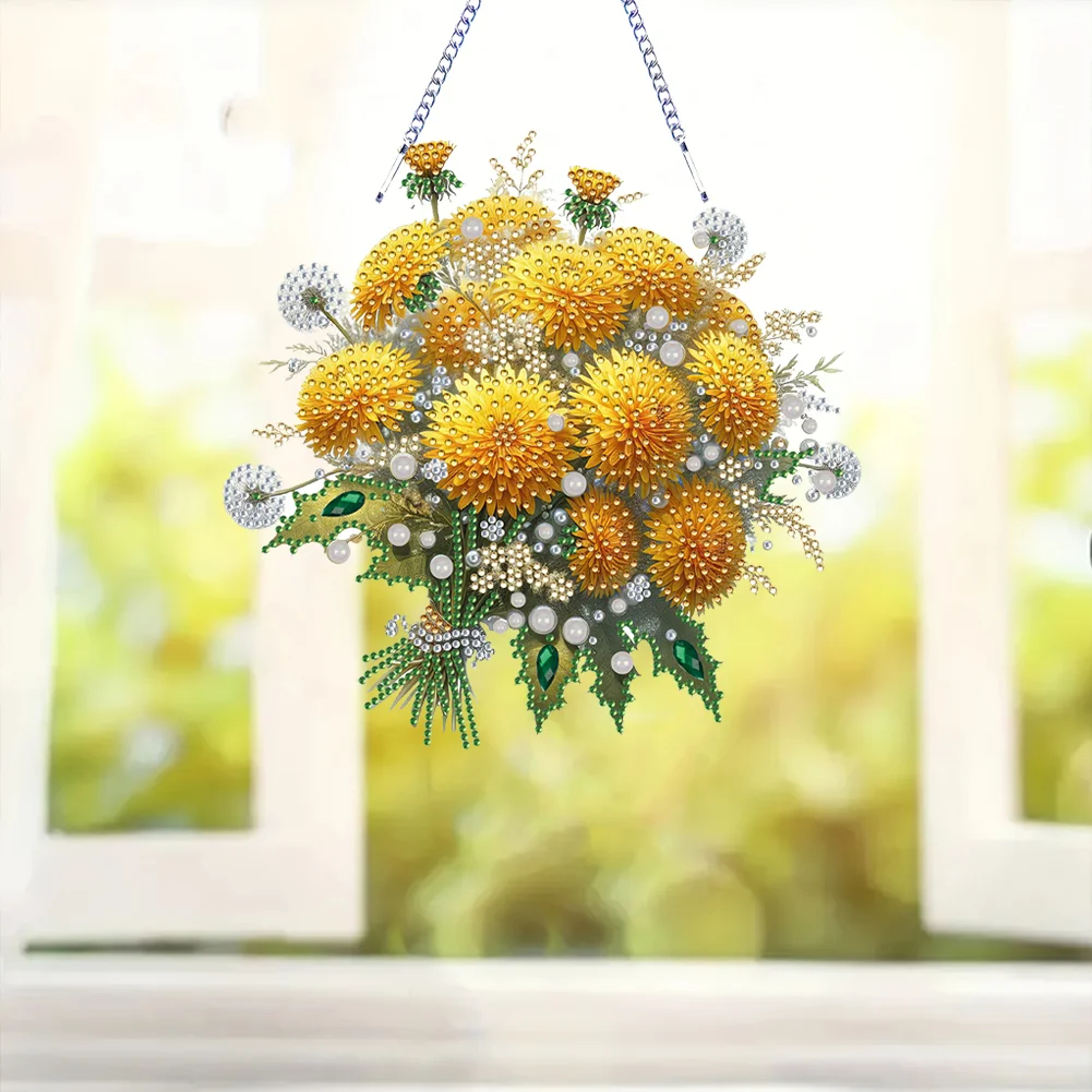Acrylic Special Shape Dandelion 5D DIY Diamond Painting Dots Hanging Pendant