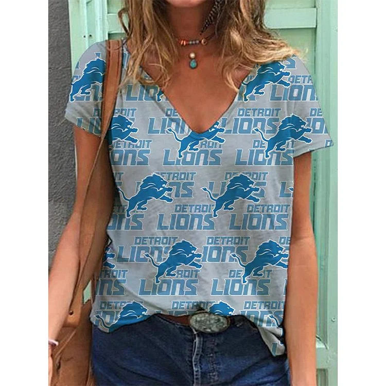 Detroit Lions  Lightweight Short Sleeve V-Neck T-Shirt