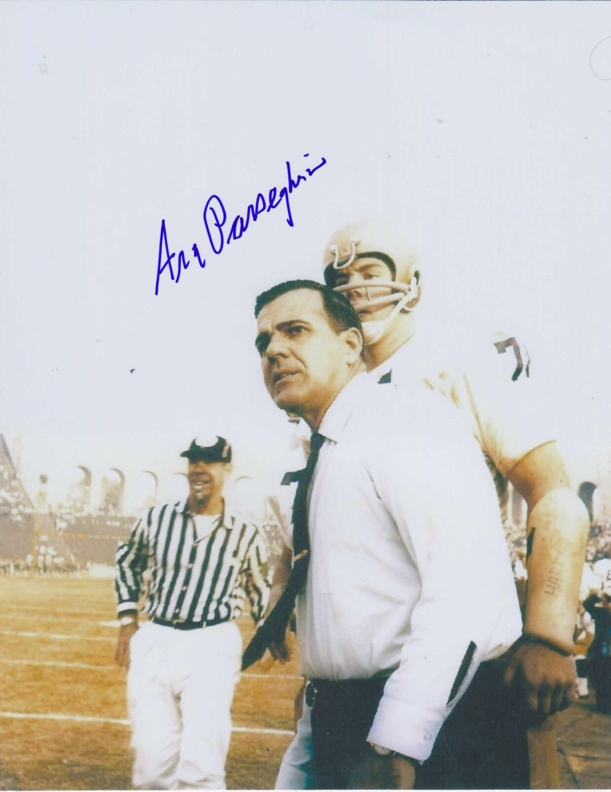 Ara Parseghian signed 8x10 Notre Dame color Photo Poster painting (DEC)