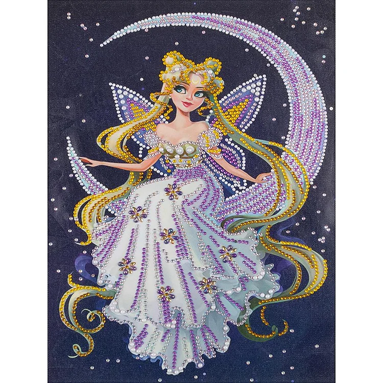 Moon Fairy - Partial Special Shaped Drill Diamond Painting - 30x40cm(Canvas)