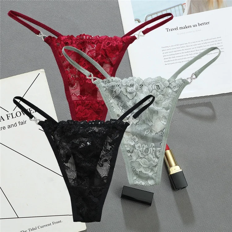 Billionm Women Lace Panties Thongs low Waist Mesh G-String T-Back Briefs Underwear Transparent Ladies Panties Sexy Lingerie