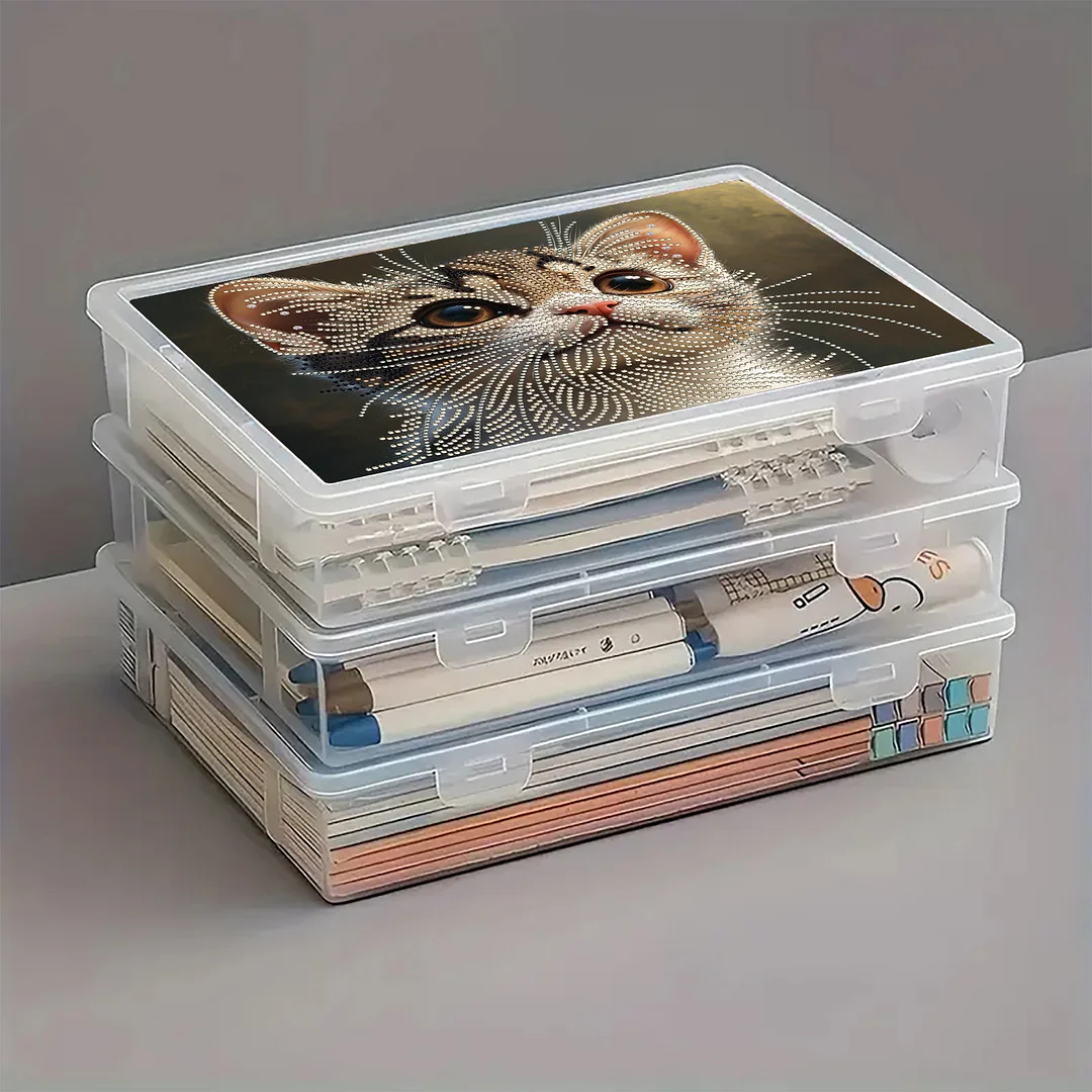 Cat 5D DIY Full Diamond Art Storage Box Crystal Mosaic Storage Container Kit