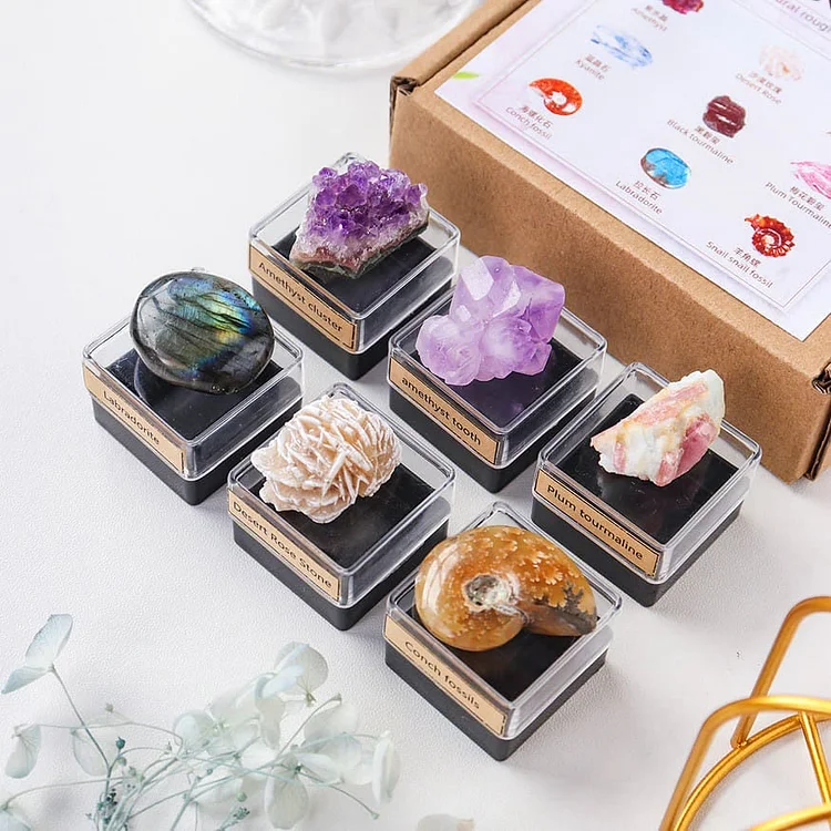 9pcs Set Natural Crystal Set Gift Box