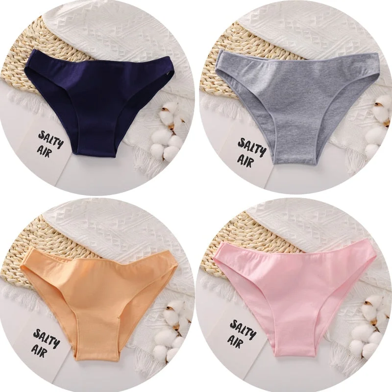 4PCS/Set Women Cotton Panties Sexy Low Waist Female Underpants Solid Elasticity Comfortable Underwear Women Panty Lingerie M-XXL