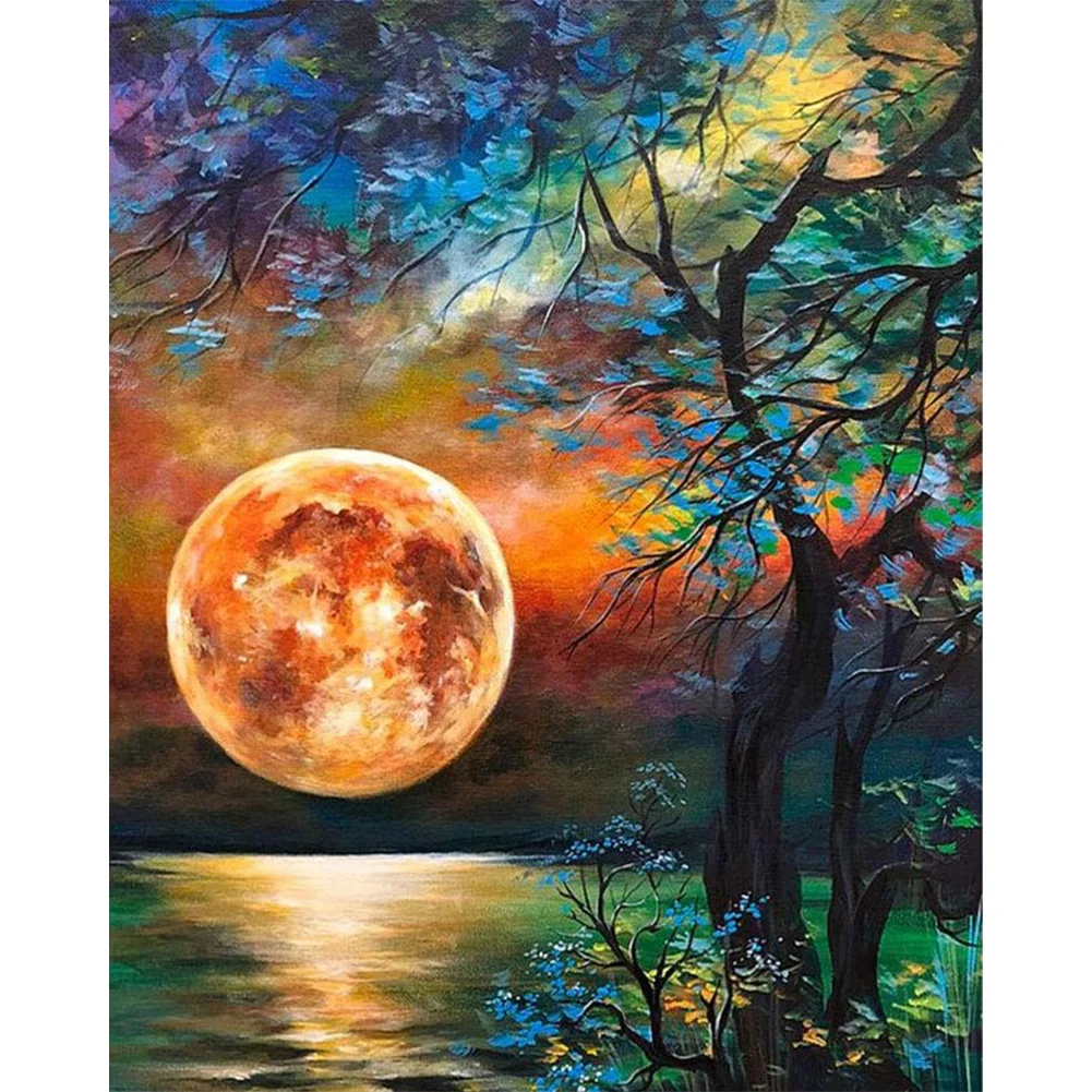 Canvas Paint By Numbers Sea Moonscape Oil Hand Painted Drawing
