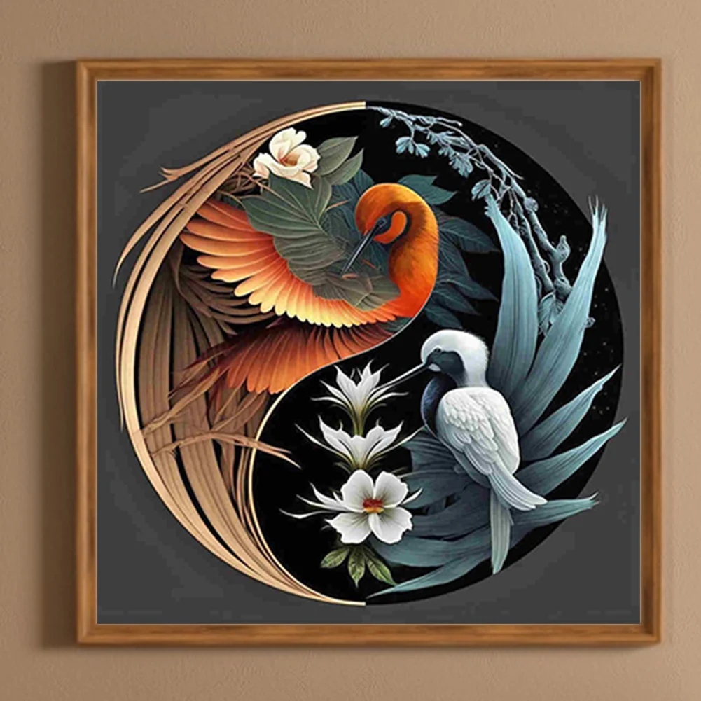 5D DIY Full Square Drill Diamond Painting Yin Yang Symbol Bird Decor (ZQA229)