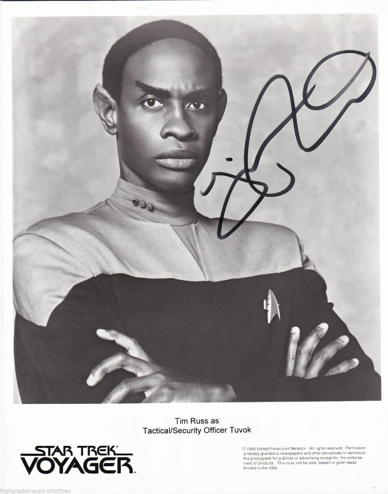 TIM RUSS SIGNED AUTOGRAPH 8X10 COMMANDER TUVOK IN STAR TREK VOYAGER