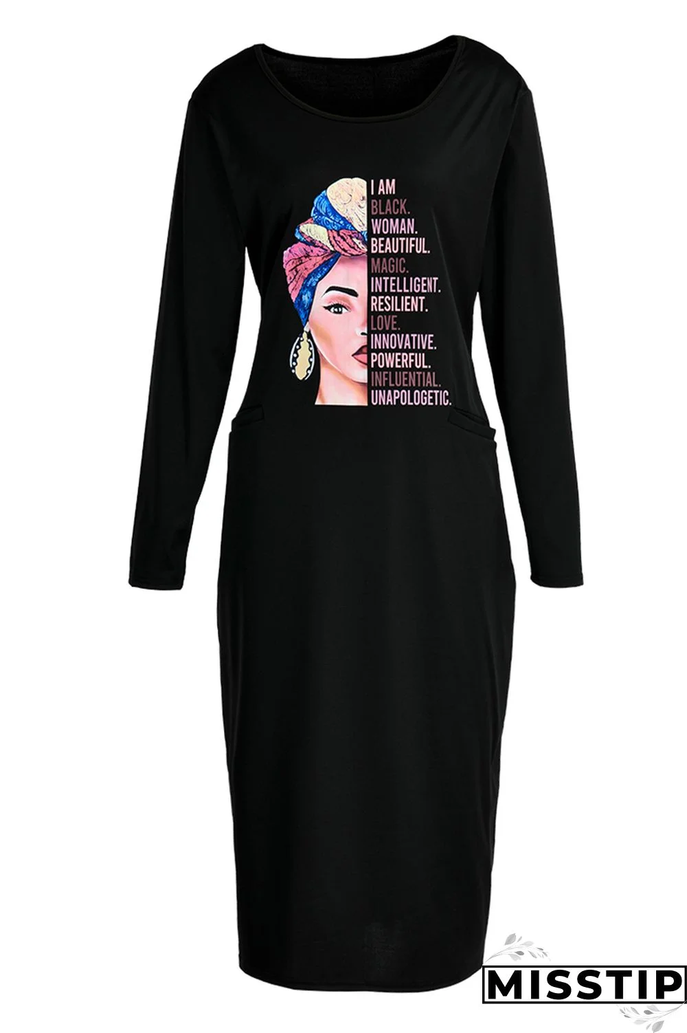 Burgundy Fashion Casual Print Basic O Neck Long Sleeve Plus Size Dresses