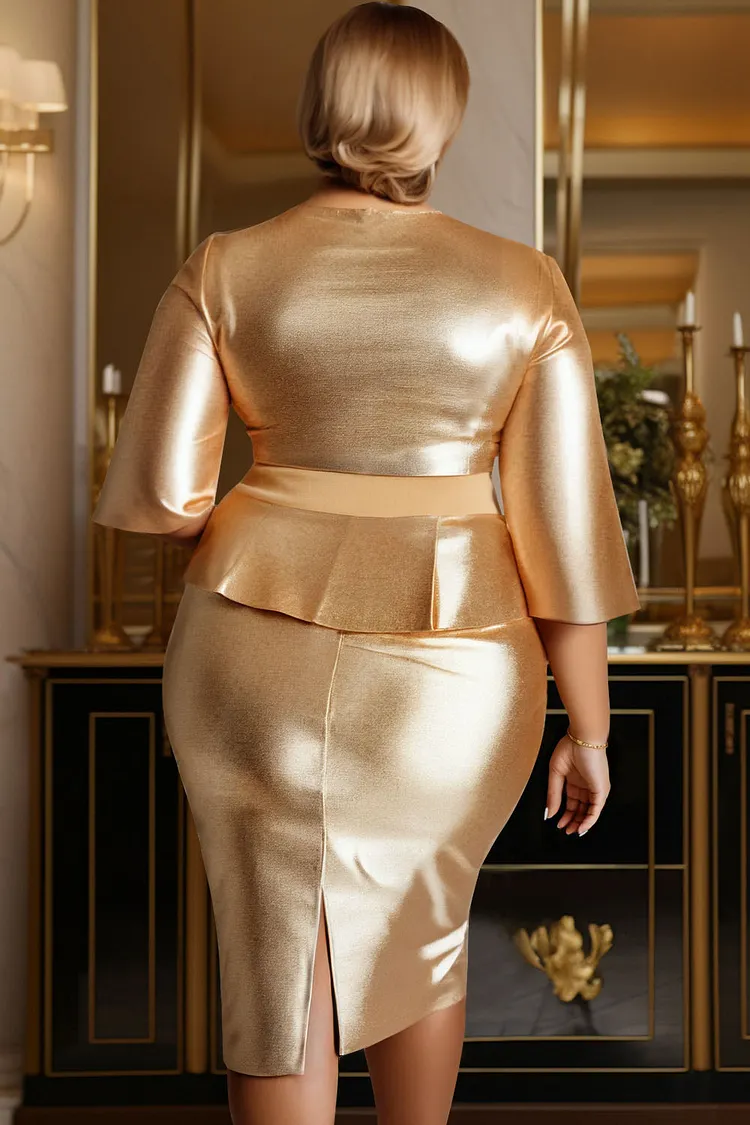 Long Sleeve Mesh Splicing Beads Banquet Plus Size Jumpsuit