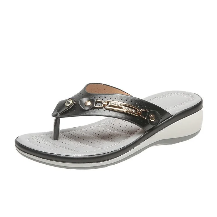 Breakj Breakj Flip-Flop Metal Buckle Beach Sandals Women's Slope And Leisure Women's Cool Slippers Non-Slip Round Head New