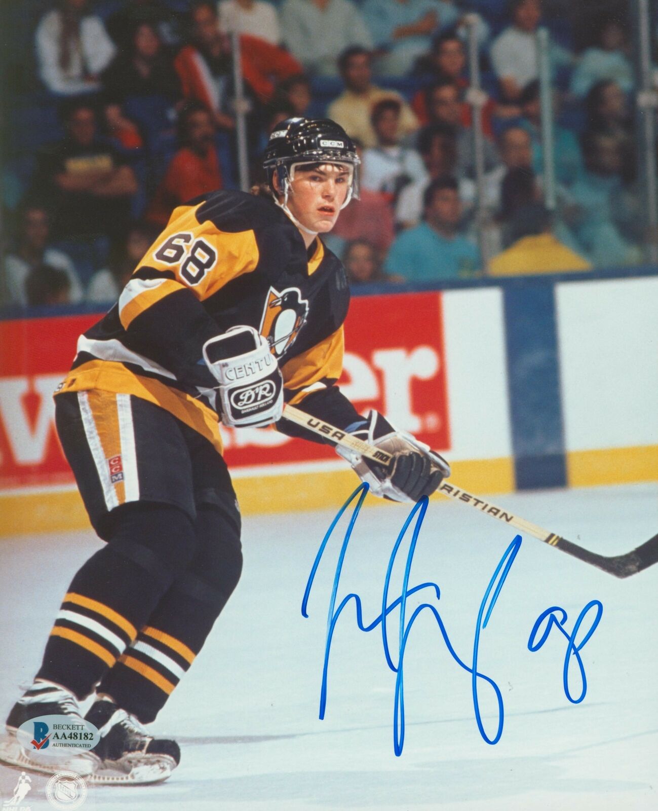 Penguins Jaromir Jagr Vintage Signed 8x10 Photo Poster painting Autographed BAS #AA48182