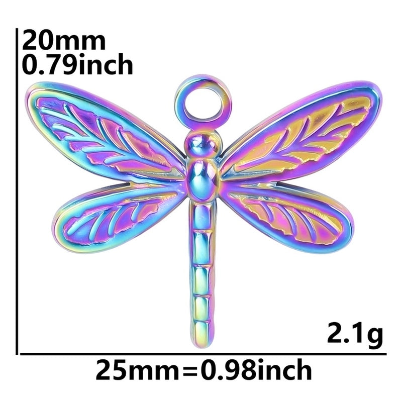 3 Pieces Retro French Style Dragonfly 304 Stainless Steel Plating Pendant Necklace