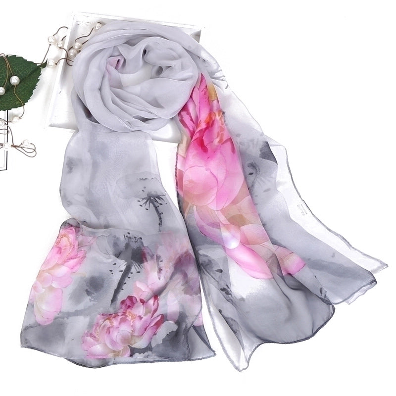 Women’s Sweet Flower Georgette Silk Scarves