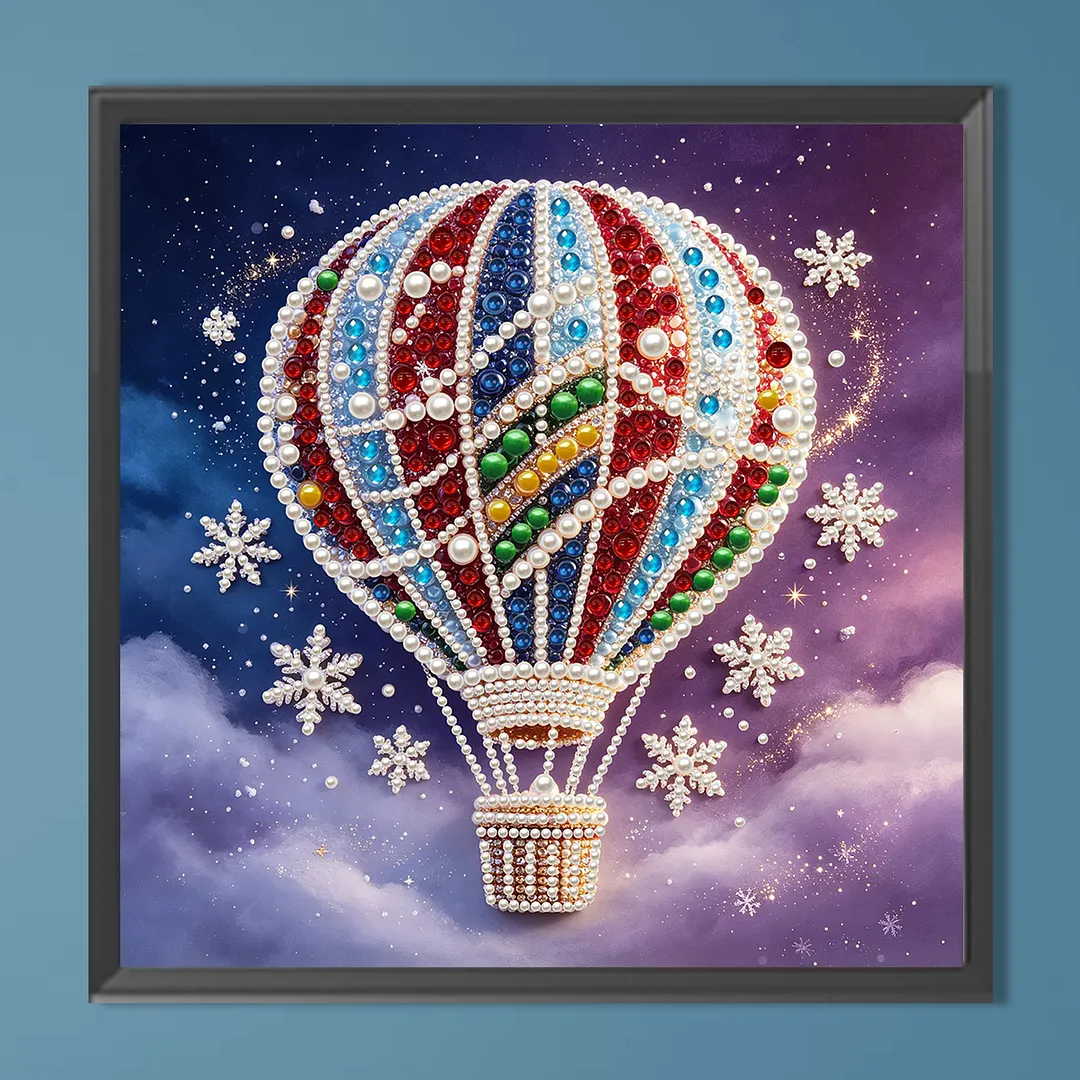 DIY Bead Art Pearl Painting Kit Frameless Canvas 30x30cm(Sky Balloon)