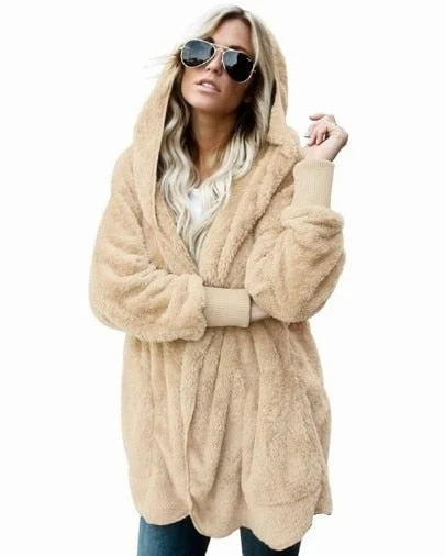 2021 plush warm top mid-length double-sided anti-fur coat oversized sweatshirt