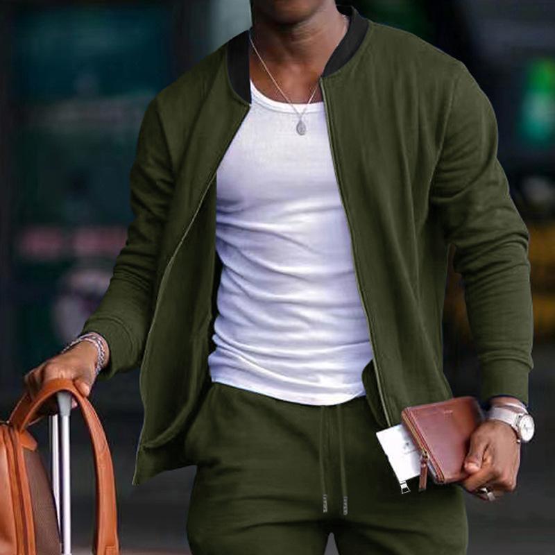 Men's Casual Baseball Collar Zip Long Sleeve Sports Sweatshirt 20235822M