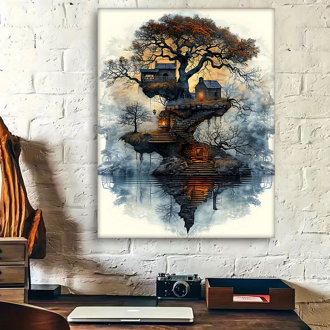 Treehouse DIY Paint By Numbers Kit on Canvas 40x50cm Without Frame Paint by Numbers Kits Drawing Paintwork for Beginners Adults Gift Home Wall Decor