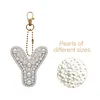 DIY 26 A-Z Letter Pearl Painting Keychain Charm Kits, Custom Alphabet Initial DIY Name Bag Key Ring Gift