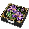 PU 5D Pearl Diamond Painting Kit Note Box DIY Diamond Art Notepad Box with 160 Sheets of Paper (Iris Flower)