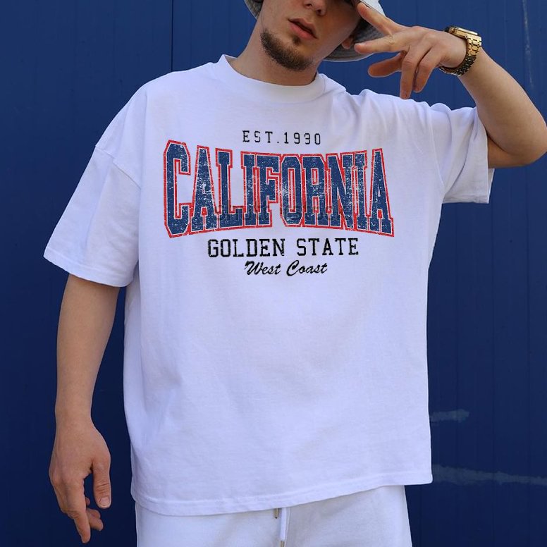 Oversized CALIFORNIA Golden State Print Short Sleeve T-Shirt