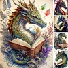 (Multi Style)[Multi-Style]Retro Poster Of Dragon Reading A Book-Full Embroidery 3 strands 11CT Stamped Cross Stitch-40*60CM-Large Size
