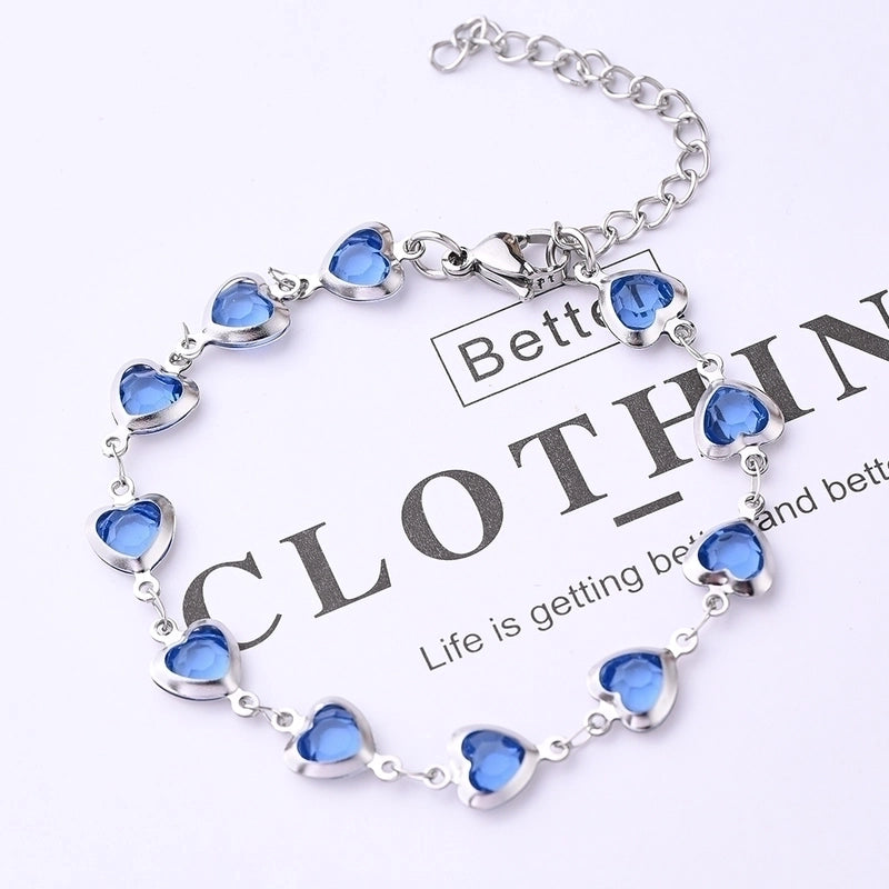 Ethnic Style Classic Style Artistic Heart Shape Simple Transparent 304 Stainless Steel Glass Bracelets In Bulk