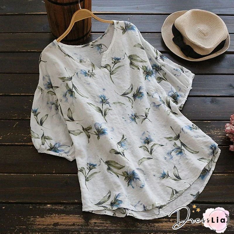 Flower Print Ruffled T-shirt