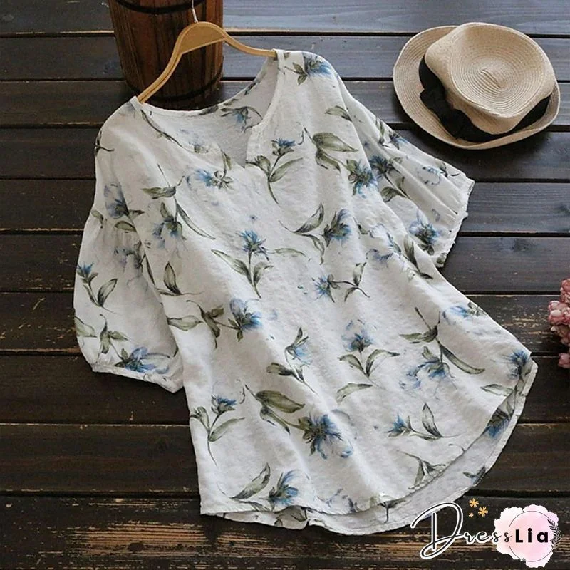 Flower Print Ruffled T-shirt