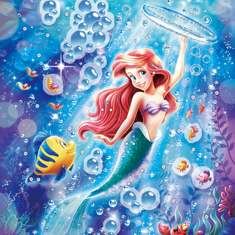 Disney Princess Rapunzel Beauty And The Beast Bel Elsa Mermaid - Full Round 40*40CM
