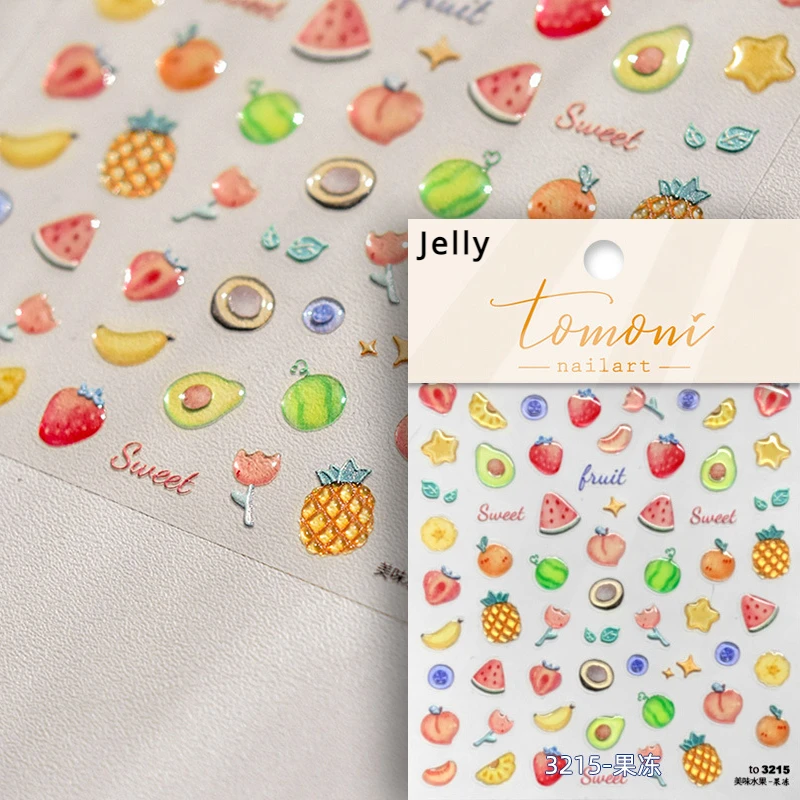 Shiny Cherry Strawberry Star Pudding Sundae Ice Cream Cones Jelly Self Adhesive Nail Art Sticker Summer Manicure Decal Wholesale