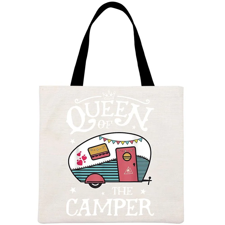 Queen Of The Camper Classic Printed Linen Bag-Annaletters