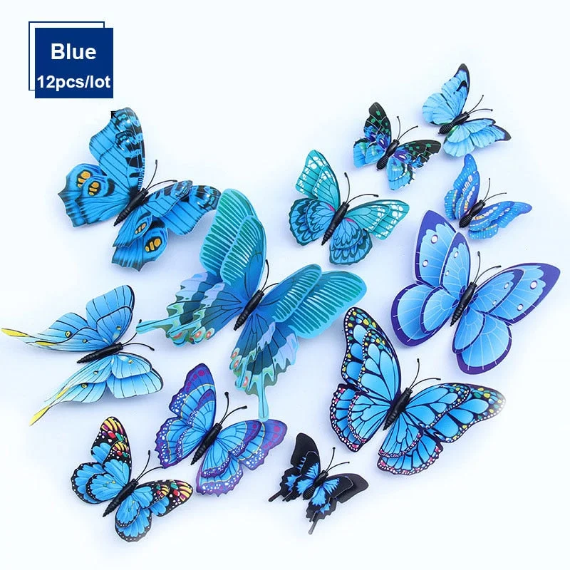 NEW 3D Double Layer Butterfly Wall Sticker for Home Decoration Decorative Sticker Wall Decal Butterflies for Party Fridge Magnet