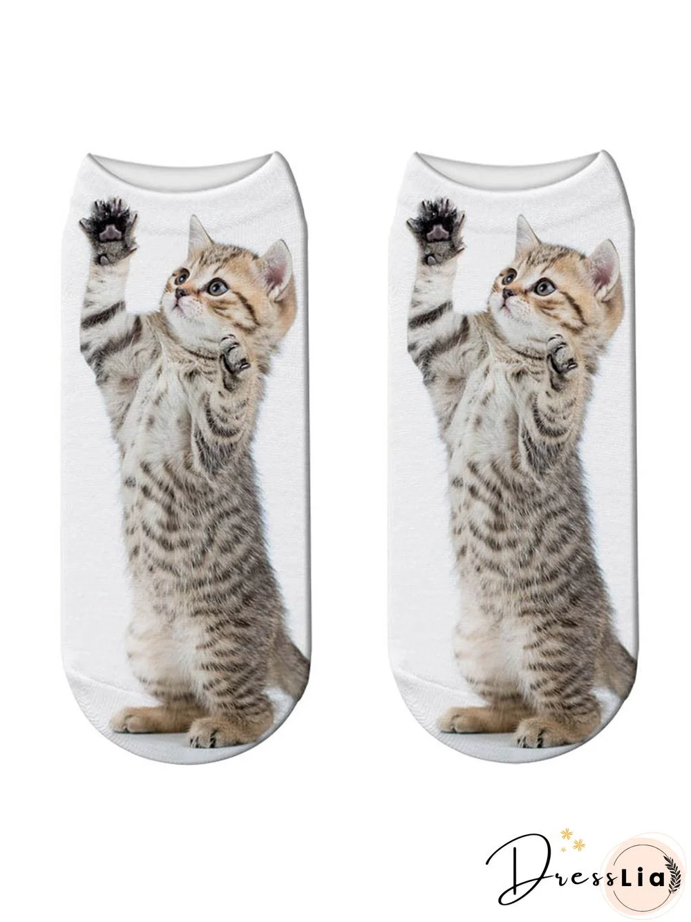 Cotton Knit Cat Pattern Socks