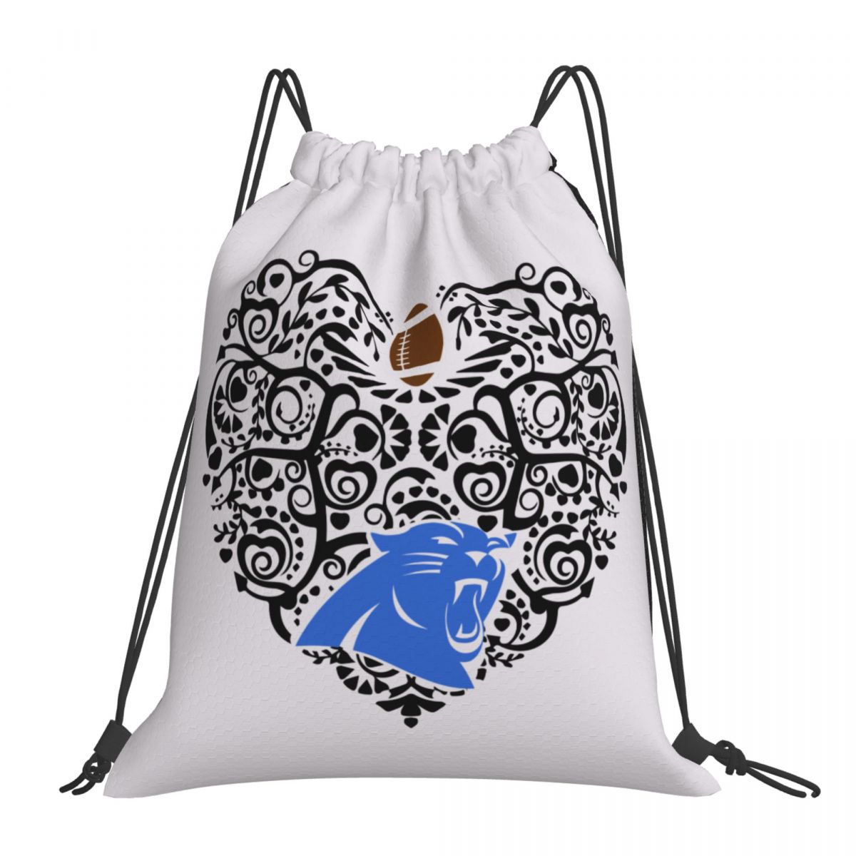 Carolina Panthers Heart Unisex Drawstring Backpack Bag Travel Sackpack