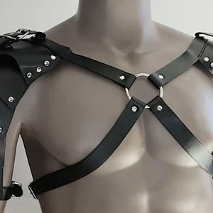 Pornhint VEGAN Gentleman Shoulder Dress Leather Harness Bodysuit - The Knight - BDSM Fetish