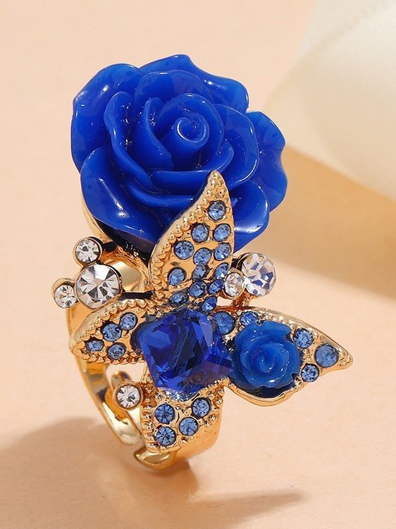 Vintage 3D Rose Butterfly Diamond Ring Casual Party Commute Jewelry socialshop