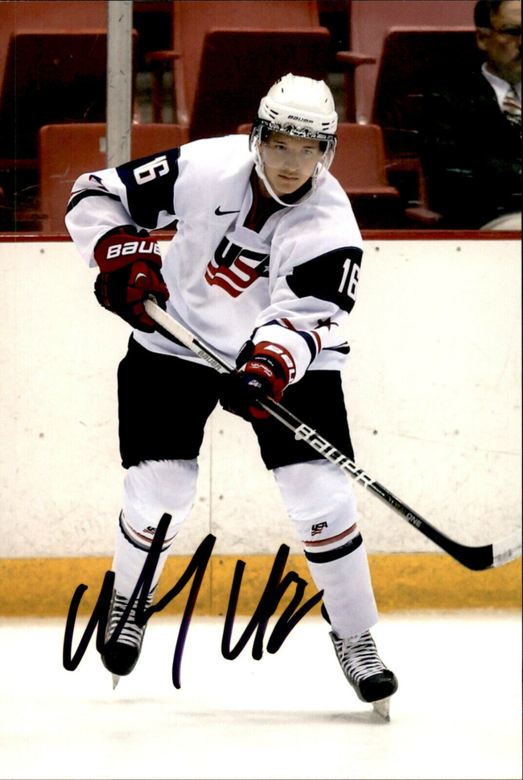 Alex Broadhurst SIGNED 4x6 Photo Poster painting TEAM USA / COLUMBUS BLUE JACKETS #3