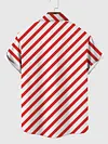 Plaid Series Retro Stylish White-Red Diagonal Stripes Printing Men's Short Sleeve Shirt