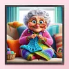 Grandma Knitting A Sweater-11CT Stamped Cross Stitch 50*50cm/19.69*19.69in