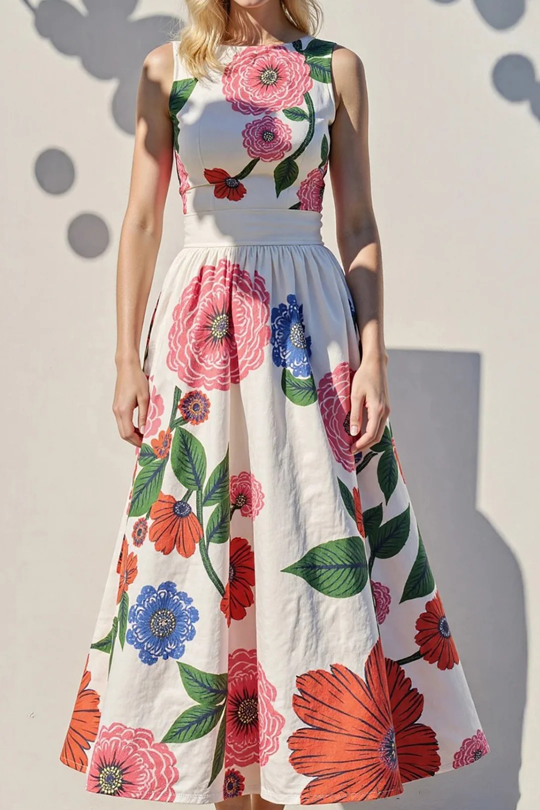 Elegant Gardenia Midi Dress – Blooms of Bliss