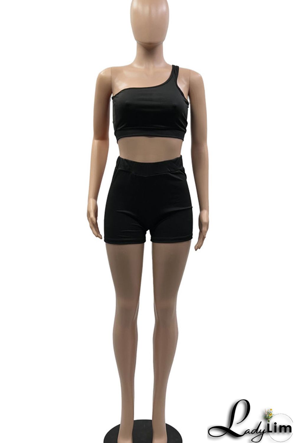 Red Sexy Solid Split Joint Asymmetrical Collar Two Pieces