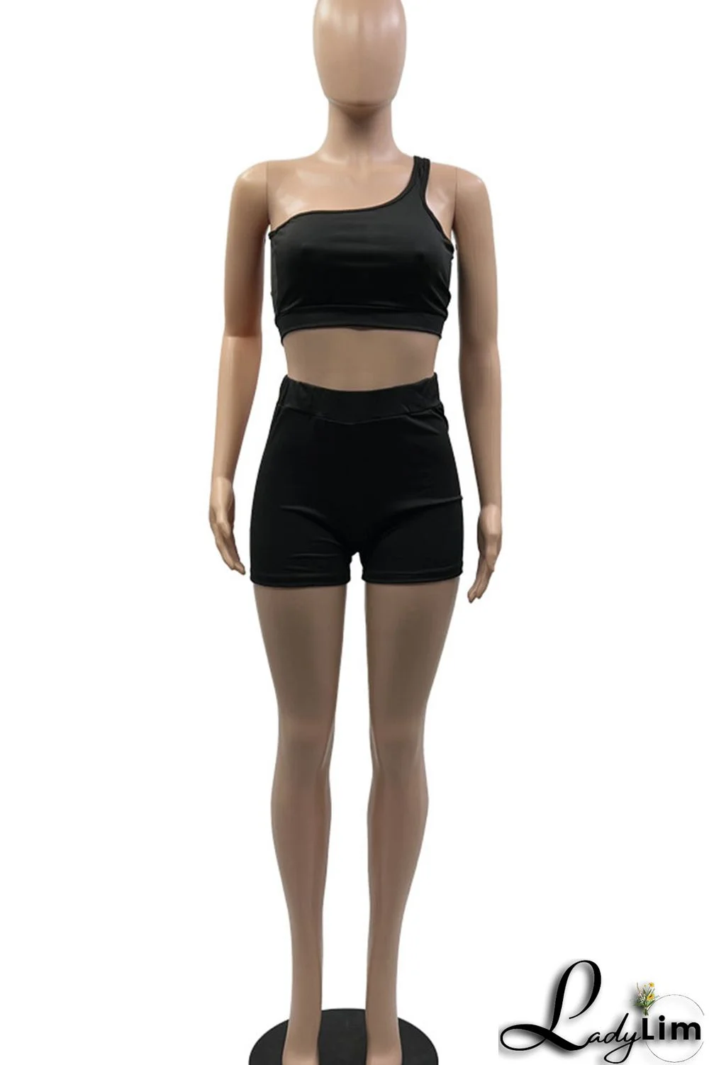 Red Sexy Solid Split Joint Asymmetrical Collar Two Pieces