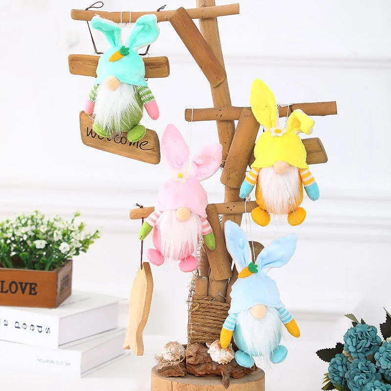 Easter Faceless Gnome Rabbit Doll Handmade Reusable Home Decoration Spring Hanging Bunny Ornaments Kids Gift