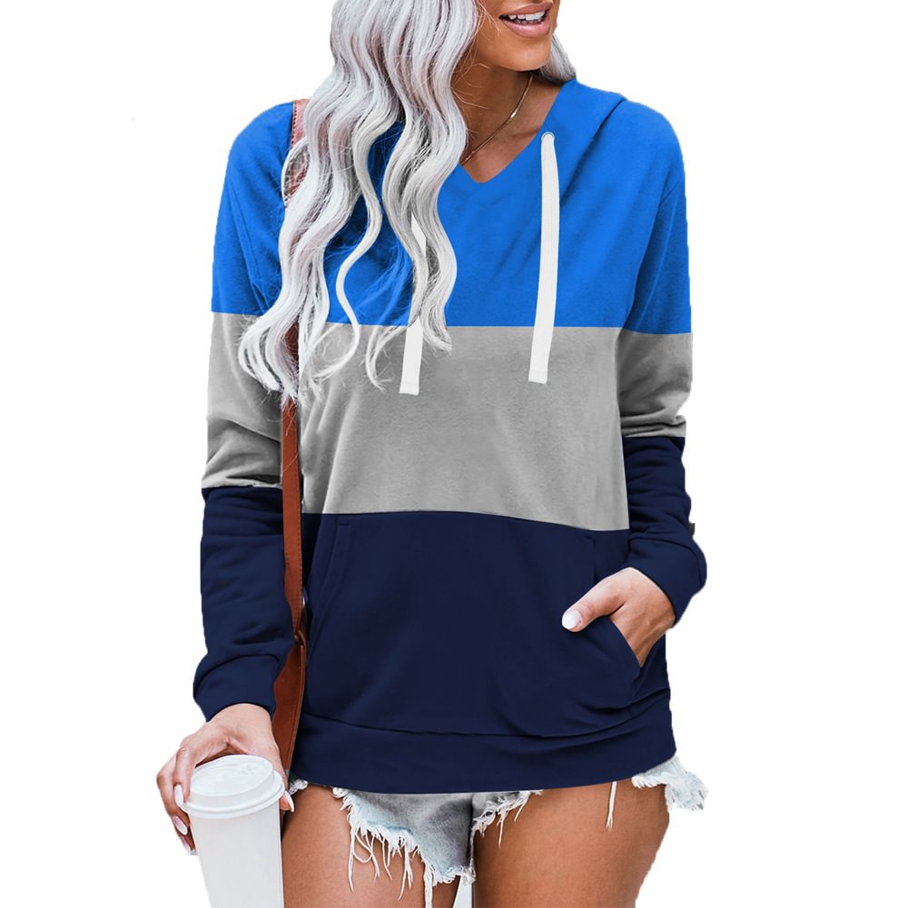 Street Hipster Pullover Patchwork Sweater Women's Hoodie Top
