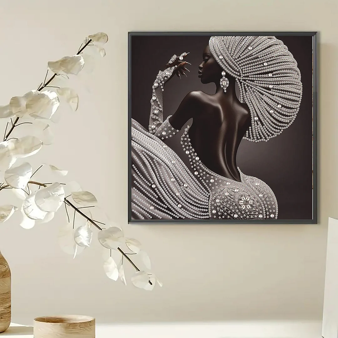 Diamond Painting - Partial Special Shaped Drill - Silver Crown Lady(Canvas|30x30cm)