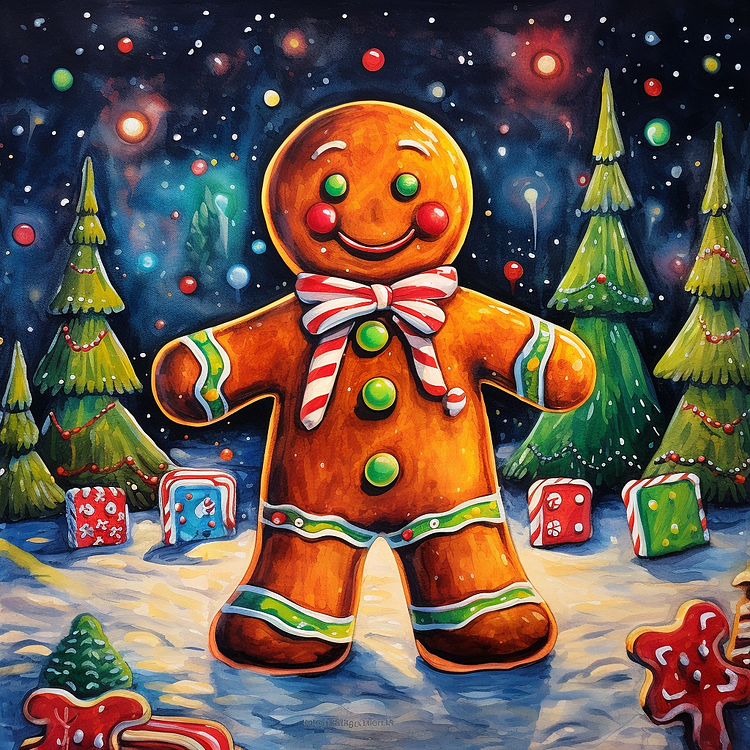 Christmas Gingerbread Man 40*40CM(Canvas) Diamond Painting gbfke