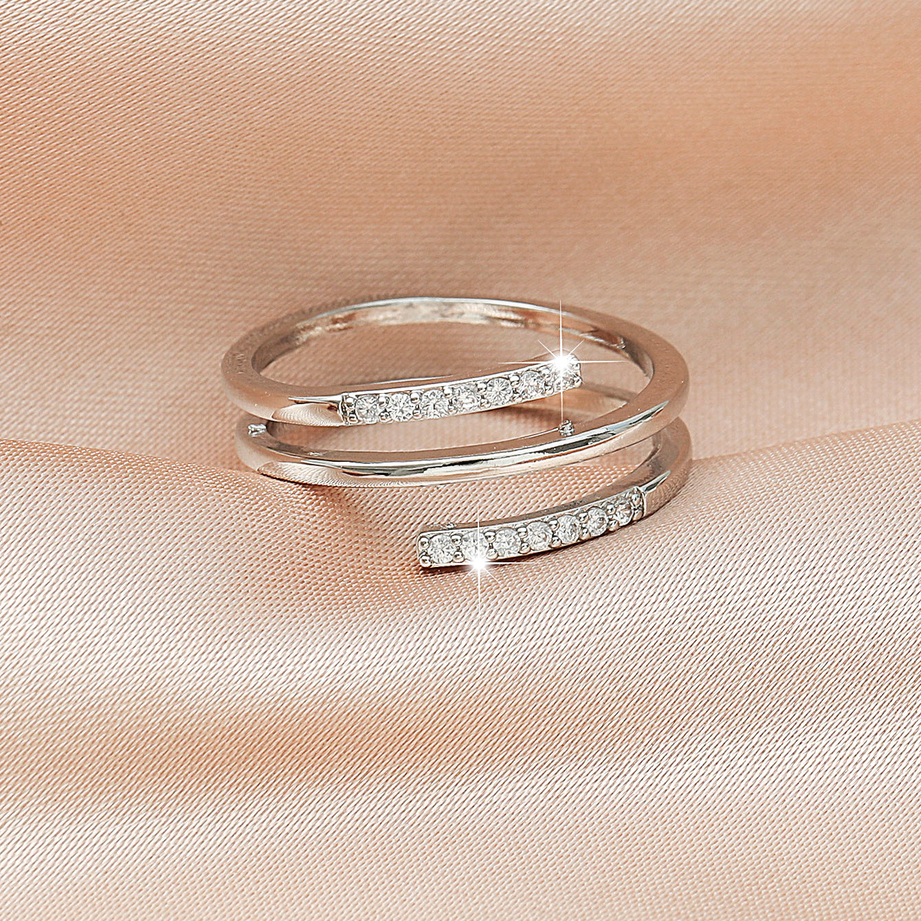 Snake Multi-Layered Ring Gold-Plated Zirconia