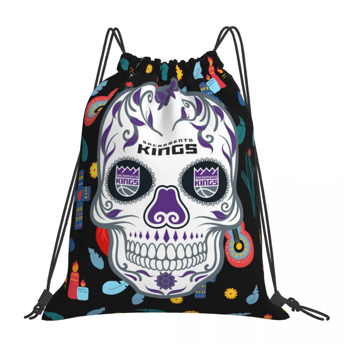 Sacramento Kings Skull Drawstring Bags for School Gym